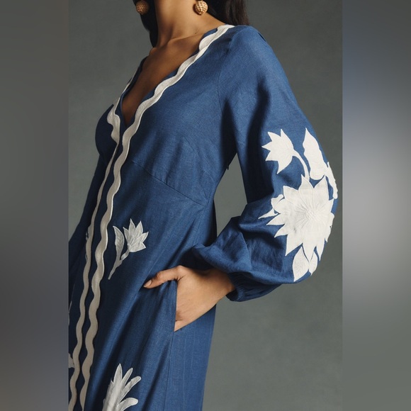 FARM Rio Blue and White Long Sleeve Dress - Picture 2 of 7